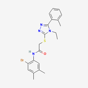 molecular formula C21H23BrN4OS B3537009 N-(2-bromo-4,5-dimethylphenyl)-2-{[4-ethyl-5-(2-methylphenyl)-4H-1,2,4-triazol-3-yl]thio}acetamide 