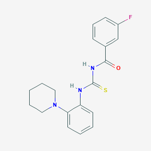 3-fluoro-N-({[2-(1-piperidinyl)phenyl]amino}carbonothioyl)benzamide