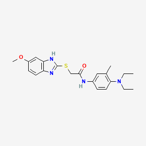 molecular formula C21H26N4O2S B3537029 N-[4-(diethylamino)-3-methylphenyl]-2-[(5-methoxy-1H-benzimidazol-2-yl)thio]acetamide 