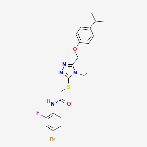 molecular formula C22H24BrFN4O2S B3537044 N-(4-bromo-2-fluorophenyl)-2-({4-ethyl-5-[(4-isopropylphenoxy)methyl]-4H-1,2,4-triazol-3-yl}thio)acetamide 