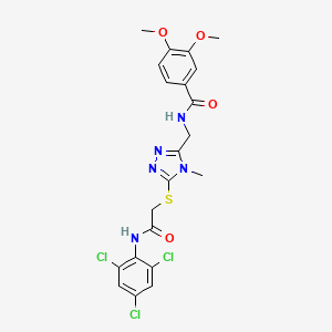 molecular formula C21H20Cl3N5O4S B3537055 3,4-dimethoxy-N-{[4-methyl-5-({2-oxo-2-[(2,4,6-trichlorophenyl)amino]ethyl}thio)-4H-1,2,4-triazol-3-yl]methyl}benzamide 