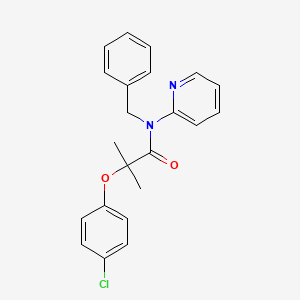 molecular formula C22H21ClN2O2 B3537061 N-benzyl-2-(4-chlorophenoxy)-2-methyl-N-2-pyridinylpropanamide 