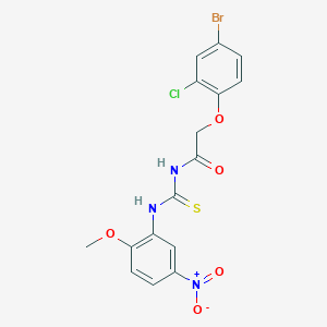 molecular formula C16H13BrClN3O5S B3537075 2-(4-bromo-2-chlorophenoxy)-N-{[(2-methoxy-5-nitrophenyl)amino]carbonothioyl}acetamide 