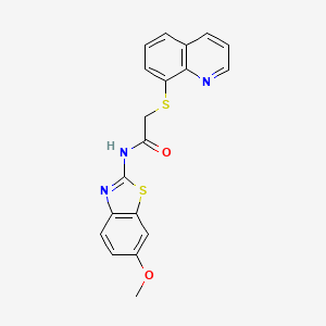 molecular formula C19H15N3O2S2 B3537102 N-(6-methoxy-1,3-benzothiazol-2-yl)-2-(8-quinolinylthio)acetamide 