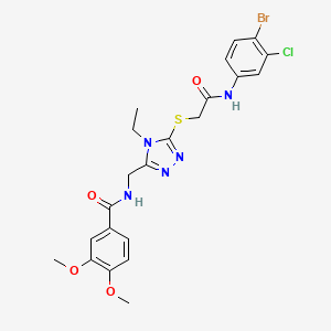 molecular formula C22H23BrClN5O4S B3537106 N-{[5-({2-[(4-bromo-3-chlorophenyl)amino]-2-oxoethyl}thio)-4-ethyl-4H-1,2,4-triazol-3-yl]methyl}-3,4-dimethoxybenzamide 