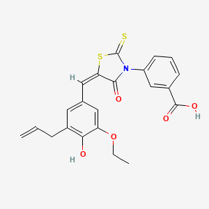 molecular formula C22H19NO5S2 B3537116 3-[5-(3-allyl-5-ethoxy-4-hydroxybenzylidene)-4-oxo-2-thioxo-1,3-thiazolidin-3-yl]benzoic acid 