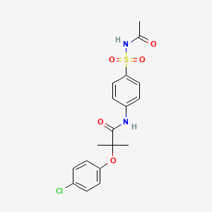 molecular formula C18H19ClN2O5S B3537131 N-{4-[(acetylamino)sulfonyl]phenyl}-2-(4-chlorophenoxy)-2-methylpropanamide 