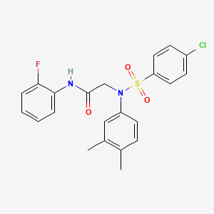 molecular formula C22H20ClFN2O3S B3537143 N~2~-[(4-chlorophenyl)sulfonyl]-N~2~-(3,4-dimethylphenyl)-N~1~-(2-fluorophenyl)glycinamide 