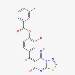 molecular formula C21H16N4O4S B3537161 4-[(5-imino-7-oxo-5H-[1,3,4]thiadiazolo[3,2-a]pyrimidin-6(7H)-ylidene)methyl]-2-methoxyphenyl 3-methylbenzoate 