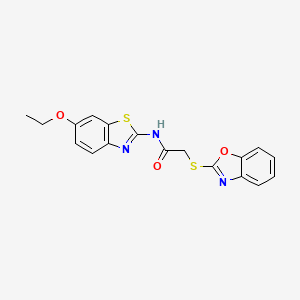 molecular formula C18H15N3O3S2 B3537188 2-(1,3-benzoxazol-2-ylthio)-N-(6-ethoxy-1,3-benzothiazol-2-yl)acetamide 
