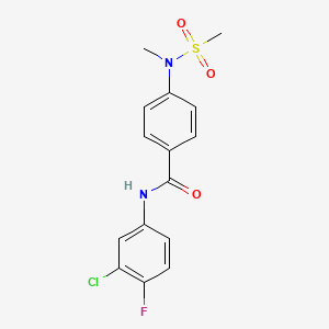 molecular formula C15H14ClFN2O3S B3537218 N-(3-chloro-4-fluorophenyl)-4-[methyl(methylsulfonyl)amino]benzamide 