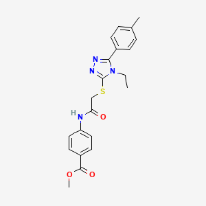 molecular formula C21H22N4O3S B3537225 methyl 4-[({[4-ethyl-5-(4-methylphenyl)-4H-1,2,4-triazol-3-yl]thio}acetyl)amino]benzoate 