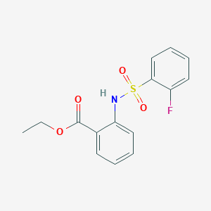 molecular formula C15H14FNO4S B353723 Ethyl 2-[(2-fluorophenyl)sulfonylamino]benzoate CAS No. 572884-46-9