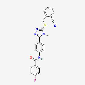molecular formula C24H18FN5OS B3537233 N-(4-{5-[(2-cyanobenzyl)thio]-4-methyl-4H-1,2,4-triazol-3-yl}phenyl)-4-fluorobenzamide 