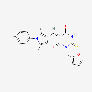 molecular formula C23H21N3O3S B3537245 5-{[2,5-dimethyl-1-(4-methylphenyl)-1H-pyrrol-3-yl]methylene}-1-(2-furylmethyl)-2-thioxodihydro-4,6(1H,5H)-pyrimidinedione 