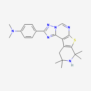 molecular formula C22H26N6S B3537251 N,N-dimethyl-4-(8,8,10,10-tetramethyl-8,9,10,11-tetrahydropyrido[4',3':4,5]thieno[3,2-e][1,2,4]triazolo[1,5-c]pyrimidin-2-yl)aniline 