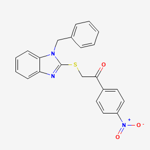 molecular formula C22H17N3O3S B3537270 2-[(1-benzyl-1H-benzimidazol-2-yl)thio]-1-(4-nitrophenyl)ethanone 