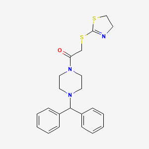 molecular formula C22H25N3OS2 B3537289 1-[(4,5-dihydro-1,3-thiazol-2-ylthio)acetyl]-4-(diphenylmethyl)piperazine 