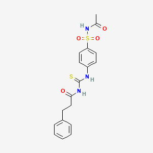 molecular formula C18H19N3O4S2 B3537295 N-[({4-[(acetylamino)sulfonyl]phenyl}amino)carbonothioyl]-3-phenylpropanamide 