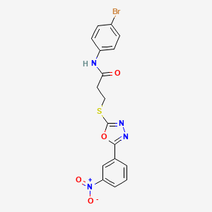 molecular formula C17H13BrN4O4S B3537298 N-(4-bromophenyl)-3-{[5-(3-nitrophenyl)-1,3,4-oxadiazol-2-yl]thio}propanamide 