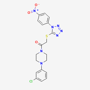 molecular formula C19H18ClN7O3S B3537299 1-(3-chlorophenyl)-4-({[1-(4-nitrophenyl)-1H-tetrazol-5-yl]thio}acetyl)piperazine 