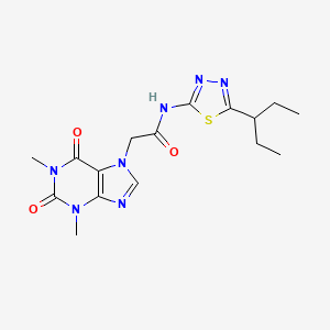 molecular formula C16H21N7O3S B3537350 2-(1,3-dimethyl-2,6-dioxo-1,2,3,6-tetrahydro-7H-purin-7-yl)-N-[5-(1-ethylpropyl)-1,3,4-thiadiazol-2-yl]acetamide 