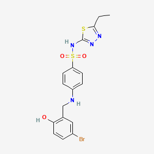 molecular formula C17H17BrN4O3S2 B3537351 4-[(5-bromo-2-hydroxybenzyl)amino]-N-(5-ethyl-1,3,4-thiadiazol-2-yl)benzenesulfonamide 