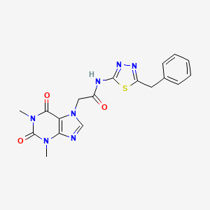 molecular formula C18H17N7O3S B3537371 N-(5-benzyl-1,3,4-thiadiazol-2-yl)-2-(1,3-dimethyl-2,6-dioxo-1,2,3,6-tetrahydro-7H-purin-7-yl)acetamide 