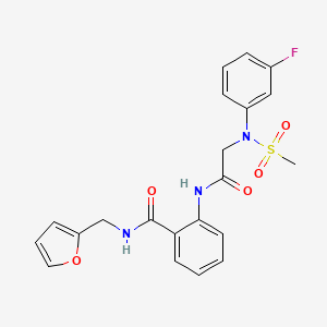 molecular formula C21H20FN3O5S B3537402 2-{[N-(3-fluorophenyl)-N-(methylsulfonyl)glycyl]amino}-N-(2-furylmethyl)benzamide 