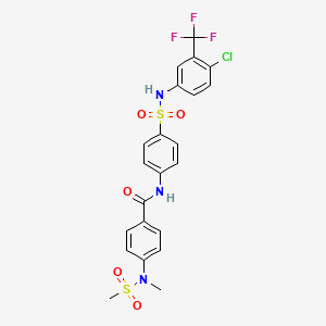 molecular formula C22H19ClF3N3O5S2 B3537407 N-[4-({[4-chloro-3-(trifluoromethyl)phenyl]amino}sulfonyl)phenyl]-4-[methyl(methylsulfonyl)amino]benzamide 