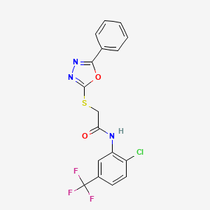 molecular formula C17H11ClF3N3O2S B3537419 N-[2-chloro-5-(trifluoromethyl)phenyl]-2-[(5-phenyl-1,3,4-oxadiazol-2-yl)thio]acetamide 