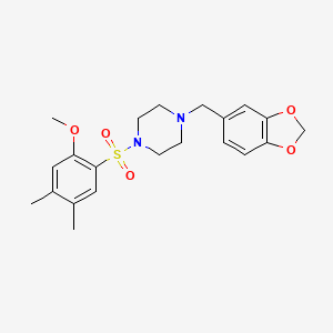 molecular formula C21H26N2O5S B3537442 1-(1,3-benzodioxol-5-ylmethyl)-4-[(2-methoxy-4,5-dimethylphenyl)sulfonyl]piperazine 