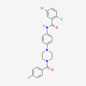 molecular formula C25H23BrClN3O2 B3537456 5-bromo-2-chloro-N-{4-[4-(4-methylbenzoyl)-1-piperazinyl]phenyl}benzamide 