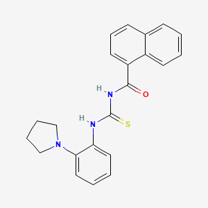 molecular formula C22H21N3OS B3537475 N-({[2-(1-pyrrolidinyl)phenyl]amino}carbonothioyl)-1-naphthamide 