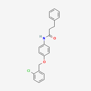 molecular formula C22H20ClNO2 B3537483 N-{4-[(2-chlorobenzyl)oxy]phenyl}-3-phenylpropanamide 