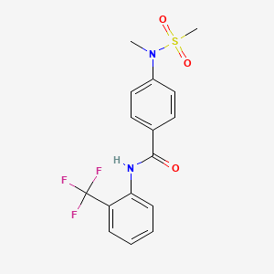 molecular formula C16H15F3N2O3S B3537496 4-[methyl(methylsulfonyl)amino]-N-[2-(trifluoromethyl)phenyl]benzamide 