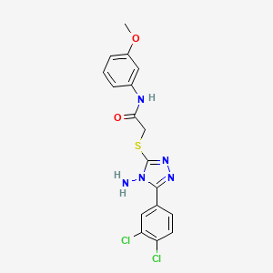molecular formula C17H15Cl2N5O2S B3537498 2-{[4-amino-5-(3,4-dichlorophenyl)-4H-1,2,4-triazol-3-yl]thio}-N-(3-methoxyphenyl)acetamide 