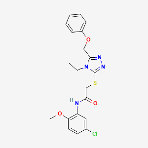 molecular formula C20H21ClN4O3S B3537530 N-(5-chloro-2-methoxyphenyl)-2-{[4-ethyl-5-(phenoxymethyl)-4H-1,2,4-triazol-3-yl]thio}acetamide 