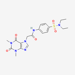 molecular formula C19H24N6O5S B3537546 N-{4-[(二乙氨基)磺酰基]苯基}-2-(1,3-二甲基-2,6-二氧代-1,2,3,6-四氢-7H-嘌呤-7-基)乙酰胺 