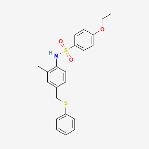 molecular formula C22H23NO3S2 B3537555 4-ethoxy-N-{2-methyl-4-[(phenylthio)methyl]phenyl}benzenesulfonamide 