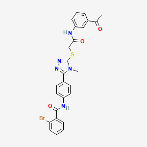 molecular formula C26H22BrN5O3S B3537563 N-{4-[5-({2-[(3-acetylphenyl)amino]-2-oxoethyl}thio)-4-methyl-4H-1,2,4-triazol-3-yl]phenyl}-2-bromobenzamide 