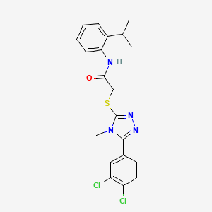 molecular formula C20H20Cl2N4OS B3537564 2-{[5-(3,4-dichlorophenyl)-4-methyl-4H-1,2,4-triazol-3-yl]thio}-N-(2-isopropylphenyl)acetamide 