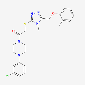 molecular formula C23H26ClN5O2S B3537579 1-(3-chlorophenyl)-4-[({4-methyl-5-[(2-methylphenoxy)methyl]-4H-1,2,4-triazol-3-yl}thio)acetyl]piperazine 