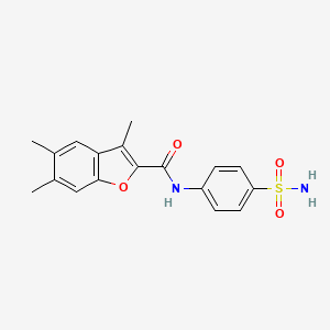 molecular formula C18H18N2O4S B3537601 N-[4-(aminosulfonyl)phenyl]-3,5,6-trimethyl-1-benzofuran-2-carboxamide 