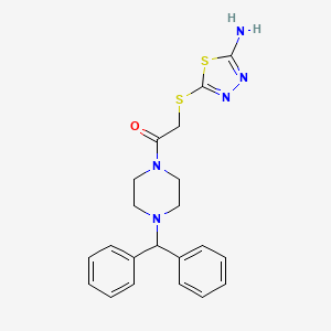 molecular formula C21H23N5OS2 B3537607 5-({2-[4-(diphenylmethyl)-1-piperazinyl]-2-oxoethyl}thio)-1,3,4-thiadiazol-2-amine 