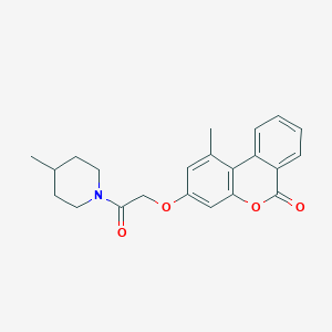 molecular formula C22H23NO4 B3537612 1-methyl-3-[2-(4-methyl-1-piperidinyl)-2-oxoethoxy]-6H-benzo[c]chromen-6-one 