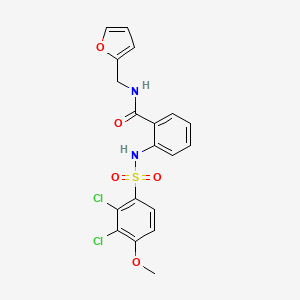 molecular formula C19H16Cl2N2O5S B3537646 2-{[(2,3-dichloro-4-methoxyphenyl)sulfonyl]amino}-N-(2-furylmethyl)benzamide 