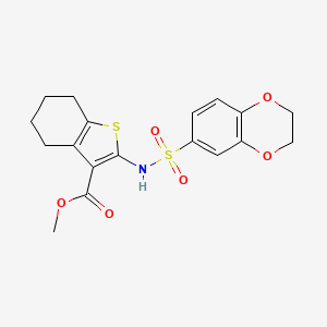 molecular formula C18H19NO6S2 B3537649 methyl 2-[(2,3-dihydro-1,4-benzodioxin-6-ylsulfonyl)amino]-4,5,6,7-tetrahydro-1-benzothiophene-3-carboxylate 