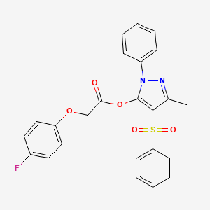 3-methyl-1-phenyl-4-(phenylsulfonyl)-1H-pyrazol-5-yl (4-fluorophenoxy)acetate
