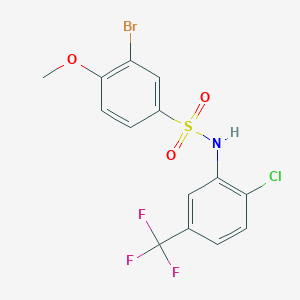 molecular formula C14H10BrClF3NO3S B3537654 3-bromo-N-[2-chloro-5-(trifluoromethyl)phenyl]-4-methoxybenzenesulfonamide 